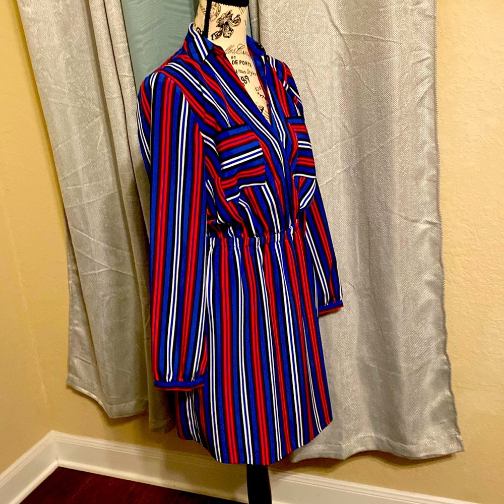 Small Express red white and blue and black dress.